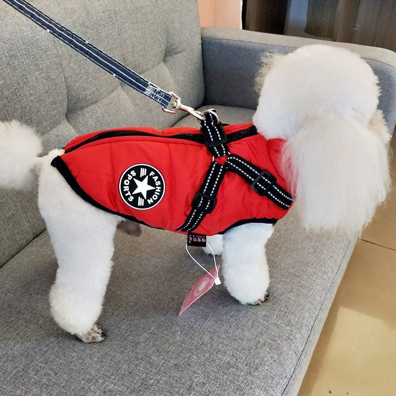 Waterproof winter Dog Coat With Harness