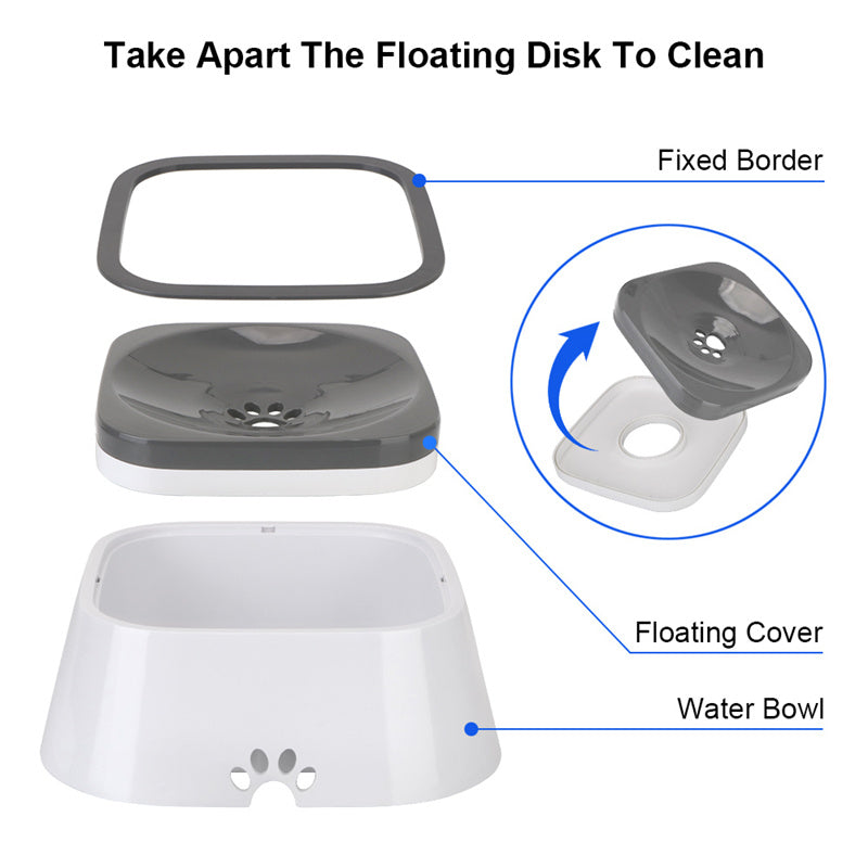 1.5L Water Bowl Carried Floating Bowl Anti-Overflow